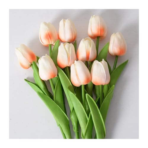 MTKSFDC Flores Artificiales Decoracion Ramo de Tulipanes Artificiales, Flores Artificiales de Espuma de PE, decoración de Boda, hogar, jardín, Regalo de decoración, 3/5 Uds.(Champagne,3PCS)