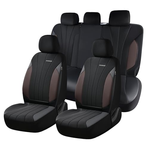 Image of Coverado Seat Covers, Red Car Seat Covers Full Set, Automotive Seat Covers 5 Seats, Waterproof Black Car Seat Protectors Universal Fit for SUVs Trucks Sedans