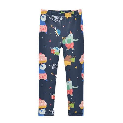ZZKKO Girls Leggings Funny Characters Carry Gifts Toddler Girls Clothes Leggings for Girls Toddler Girls Leggings 3-4T