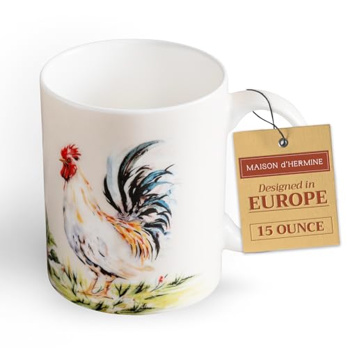 Maison d' Hermine Coffee Mug with Handles Tea Cups (15 Ounce, Pack of 1)