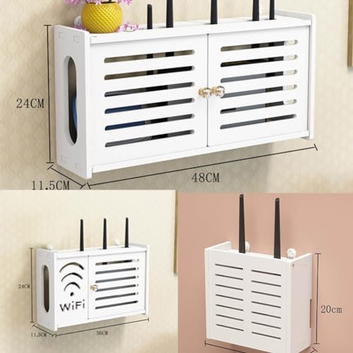 EasyByMall 1 boîte de rangement pour routeur WiFi, fixation murale, étagère de routeur sans fil, décoration murale pour salon, maison, bureau (F) – vue 3