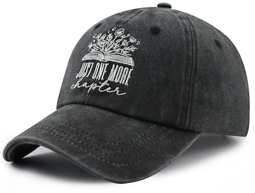 Image of Just One More Chapter Hat for Men Women, Cute Adjustable Cotton Embroidered Book Lovers Baseball Cap
