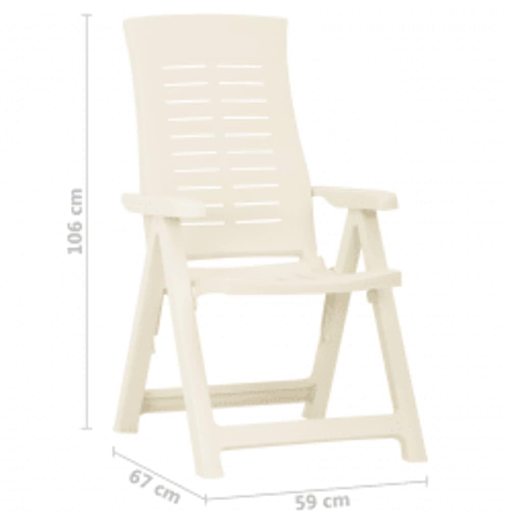 vidaXL 2X Sillas de Jardín Reclinables Plegables Sillón Exterior Balcón Terraza Patio Asiento Butaca Muebles Mobiliario Plástico Blanco