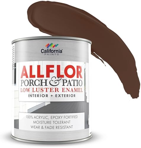 CALIFORNIA PAINTS ALLFLOR Porch, Patio and Floor Enamel Paint, Saddle Brown, 1 Quart, Extremely Durable Water-Based Formula, Ideal for Patios, Pool Decks, Basements & More