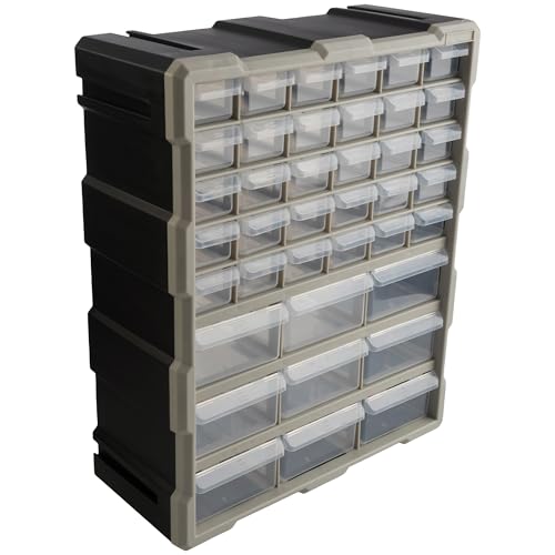 Stalwart 39-Drawer Plastic Small Parts Organizer, Black