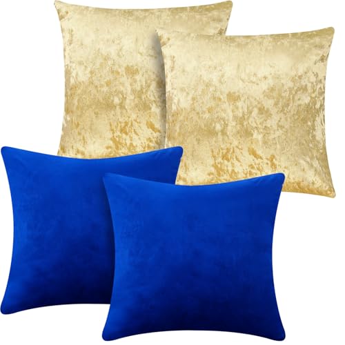 Housse de coussin douce bleu marine et or au design élégant 45x45 cm