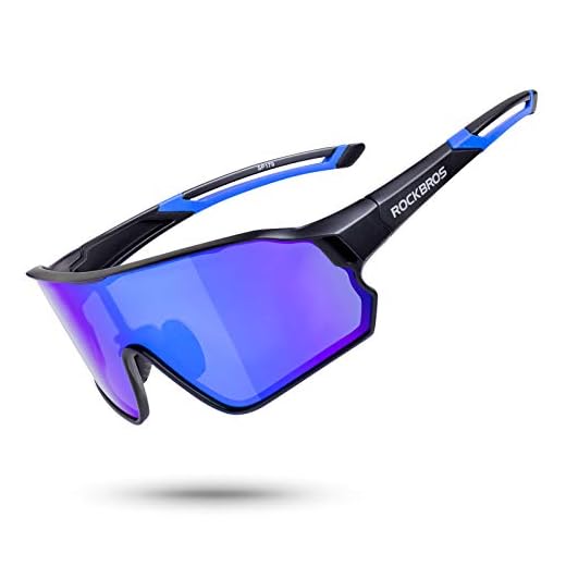 ROCKBROS Óculos de sol esportivos polarizados HD lentes neon UV400 TR90 armação ciclismo pesca, corrida, escalada para mulheres e homens, Preto, azul, One Size