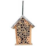 Yardwe Insektenhotel aus Holz und Eisen für Garten Schmetterlingshaus zum Aufhängen an...