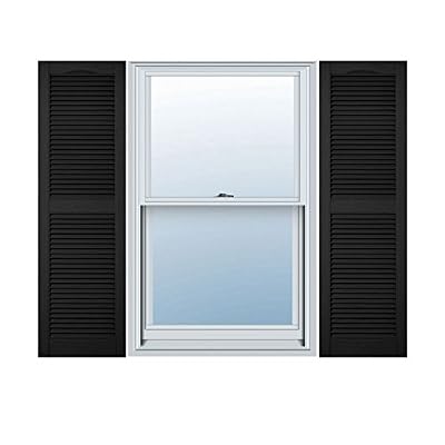 Mid-America 00011455002 Standard Size Cathedral Top Center Mullion, Open Louver Vinyl Shutter, w/Installation Shutter-Lok's & Matching Screws (Per Pair), 002, 14 1/2"W x 55"H, Black