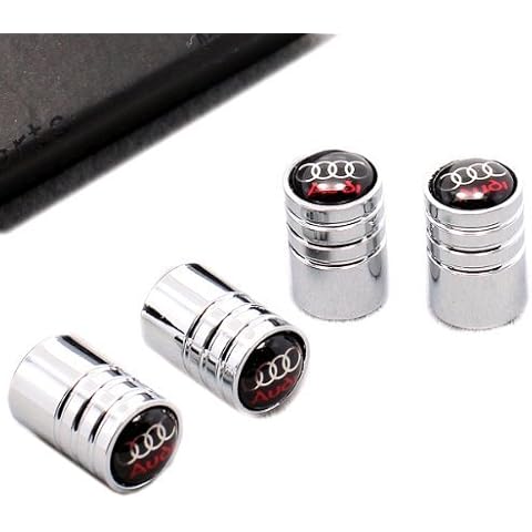 Audi Logo Wheel Tyre Valve Dust Caps in Gift Box (black) Cover