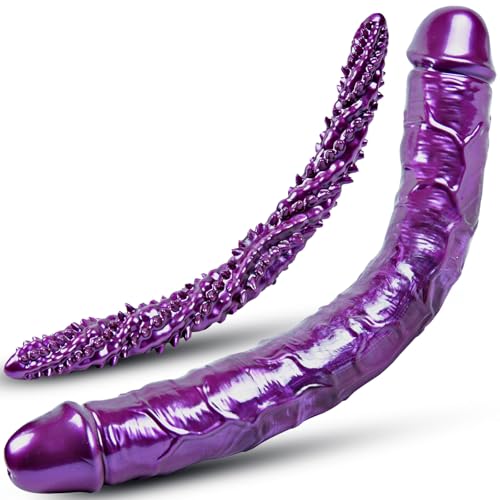Doppelköpfiges Dildo-Set, 46 cm riesiger realistischer langer Penis und 50 cm Drachen-Monster Doppeldildo, Fantasy-Monsterpenis Erwachsenen-Doppelte Spielzeuge,für lesbische Paare