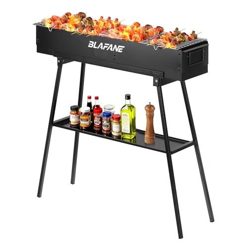 BLAFANE Charcoal Grill Alloy Steel BBQ Barbecue Outdoor Grilling with Durable Support Frame and Dual Adjustable Vents for Tailgate Patio Beach Backyard(31.6x7.1x5.1 inch) Black