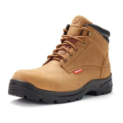 SUREWAY Men Waterproof Steel/Soft Toe Hiking Work Boots - Leather,Lace Up,Round Toe,Slip Resistant,Comfort EH Safety Industrial Construction Boot,Lightweight Utility Outdoor Shoes for Roofing,Hunting Cover