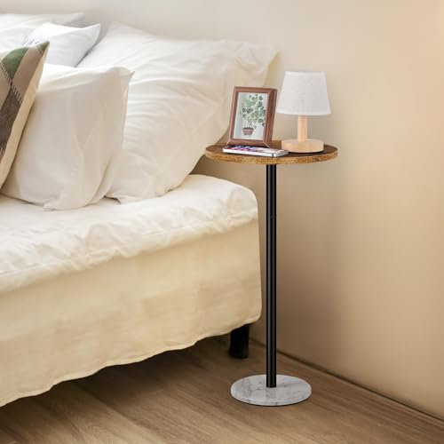 Round Side Table Set of 2 Small End Table Accent Table for Small Spaces Round Coffee Table Wood Rustic Nightstand Bedside Table Outdoor Side Table Living Room Bedroom Balcony Brown