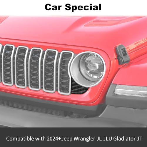 Image of JWWY Front Grille Inserts Bezels Cover Trim Compatible with 2024 Jeep Wrangler JL JLU & Gladiator JT Exterior Accessories 2pcs Carbon Fiber