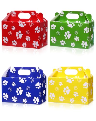 Liobelon 12 Pieces Dog Party Favors Boxes Puppy Dog Paw Print Tre...
