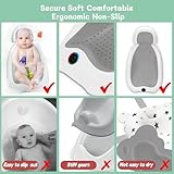 MAIKKB Baby Bath Seat Newborn Bath Seat with Thermometer,Foldable Baby Bath Support 0-6 Months Bath seat,Travel Bath Chair for Bathtub,Baby Essential Newborn Essential(Grey) - Image 4