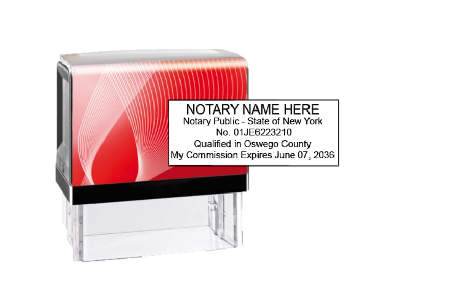 New York Notary Stamp | Hubco Printer 40 Self Inking Stamp (Red Case)