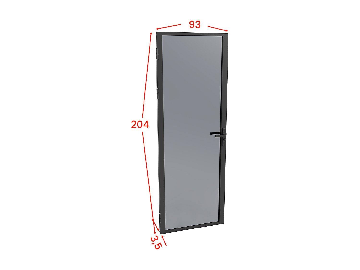 Vente-unique - Puerta con marco Loxton - L 93cm x A 3.5cm x H 204cm - cristal templado - negro