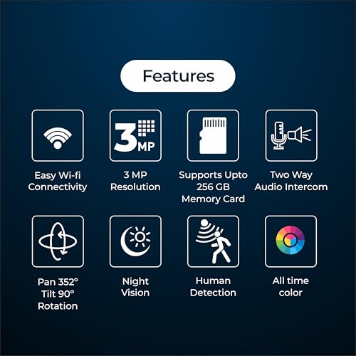 Image of Trueview 3MP Wi-Fi ATC Robot Camera | BIS-ER (STQC Certified) WiFi CCTV Camera | All Time Color Night Vision | Pan Tilt | Smart Tracking | 2-Way Audio | Memory Card & Cloud | Alexa | T18296S
