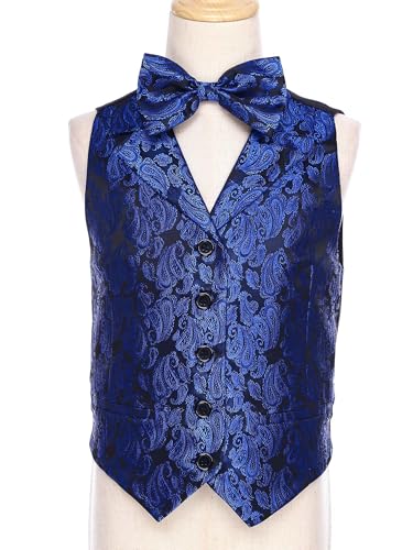YiZYiF Kids Boys Vintage Jacquard Button Down Formal Gentleman Suit Waistcoat Vest Party Tuxedo Blazer2
