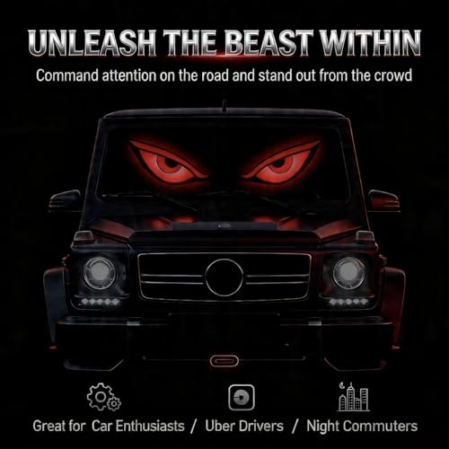 Image of Solar Car LED Atmosphere Decoration Light,High-Brightness Demon Eye Styling Lamp,Universal Fit Automotive Accent Light with Smart Light Sensor and Suction Cup Mount for SUV Truck Sedan (1, Y2)