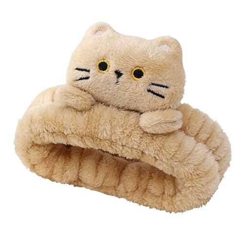Bandeaux de cheveux élastiques corail polaire dessin animé chat pour maquillage et soin spa