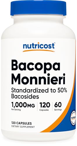 Nutricost Bacopa Monnieri 1 000mg 120 Capsules 60 Servings Gluten Free