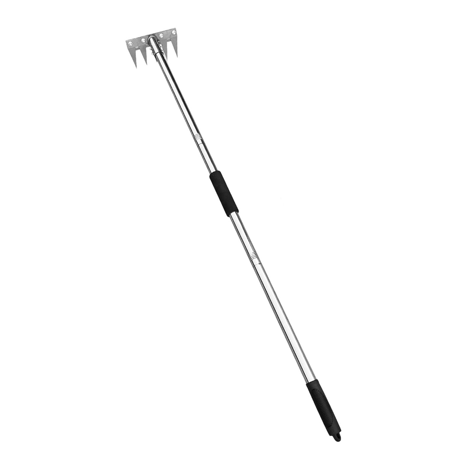 LOVIVER Diserbatrice Manuale Strumento per Estirpare Erbacce Rake da Giardino in Acciaio Inox con Presa Ergonomica Adatto per Orto Cura del Giardino Cortile F, 5 Denti