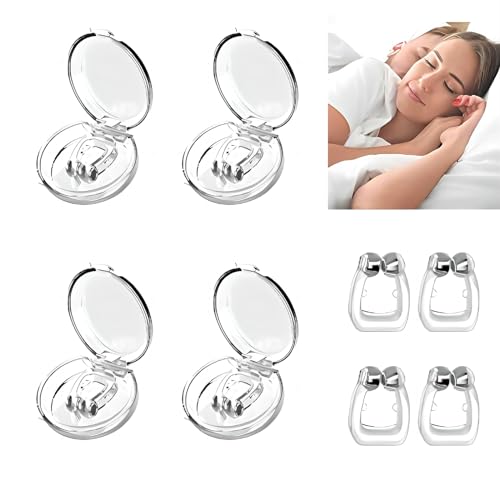 いびき防止デバイス、調節可能なマグネット付きいびきストッパー、シリコンノーズクリップいびき止め、いびき防止ノーズクリップ(4個)