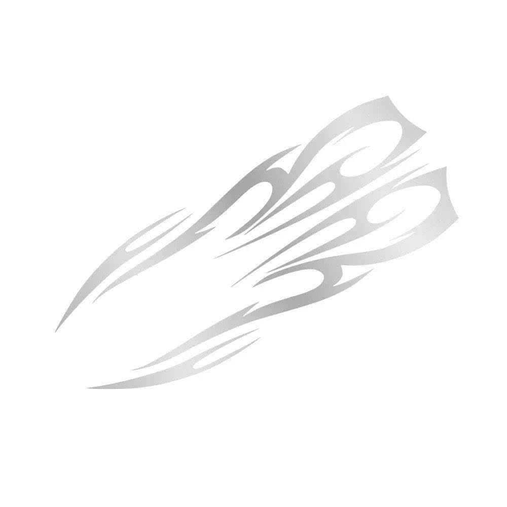 Car Engine Hood Stripe Sticker Flame Pattern Racing Sports Auto Body Bumper Vinyl Decal Modified(Matt Silver)