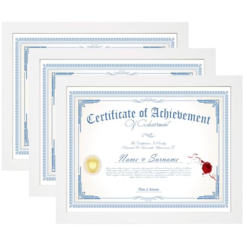 Image of KTKDE 8.5x11 Picture Frame set of 3, Certificate Document Frame Diploma Frames White, Poster and Photo for Wall Hanging or Tabletop with Shatter Resistant Plexiglass Home Decor best gift