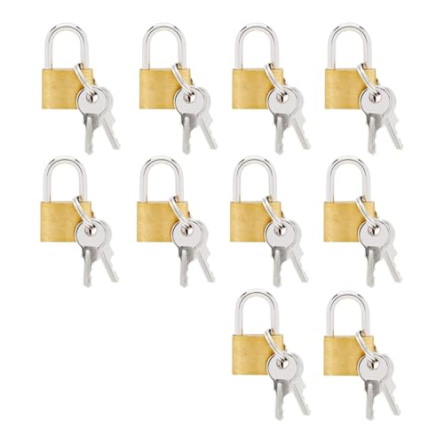 Image of Automatic Mini Locks with Keys for Luggage, Backpacks, Bulk Tiny Padlocks for Jewelry Box, Gym Bags, Diaries (25mm) (10)