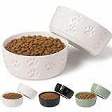 Ceramic Dog Bowl Set of 2 with Anti-Skid Base - 5.5' Wide x 2' Tall Ceramic Dog Bowls for Small Dogs - 2 Cup Capacity Food and Water Bowls for Dogs - Rubber Bottom Pet Bowl Set of 2 for Small Pets