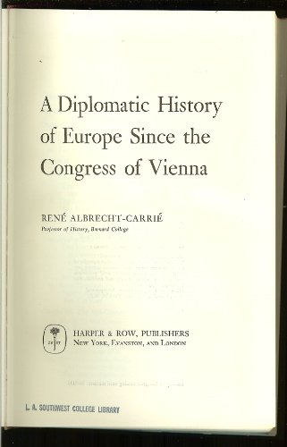 A diplomatic history of Europe since the Congre... B0006AVF80 Book Cover