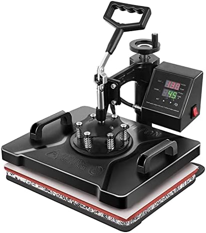 WLL-DP 1000W 8 in 1 Design Heat Press Machine, 360° Swing Away Type Vinyl Sublimation Hot Transfer Combo, for T-Shirt Hat Cup Plate Mug, 15×15 Inches