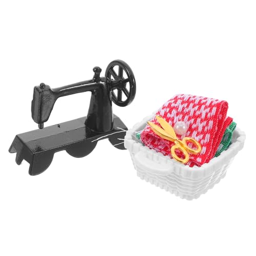 KONTONTY Máquina De Coser Miniatura Para Casa De Muñecas De Máquina De Coser Pedal Accesorio De Decoración Retro Para Manualidades De Costura De Kit De Suministros De Costura
