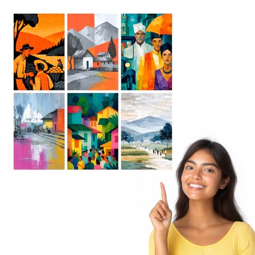 Image of SiddArtify Vintage Travel Wall Art Prints Set - Retro People Poster Decor for Living Room Office - 12x18 inch Board Pack of 6