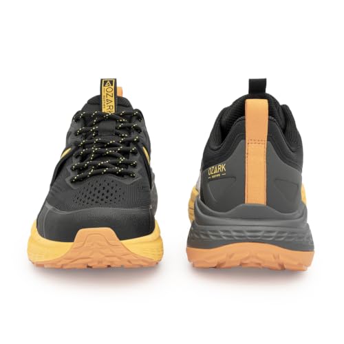 Image of Red Tape Ozark Black & Yellow Trail Running Shoes for Men | Low-Cut Outdoor
