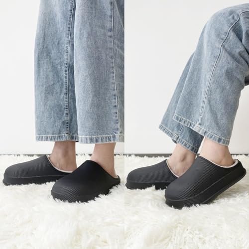 House Slippers for Women and Men, Cozy Soft Comfy Fuzzy Slip-on House Shoes Indoor/Outdoor Warm Winter Slippers with Plush Fleece Lining, Waterproof & Easy to Clean2