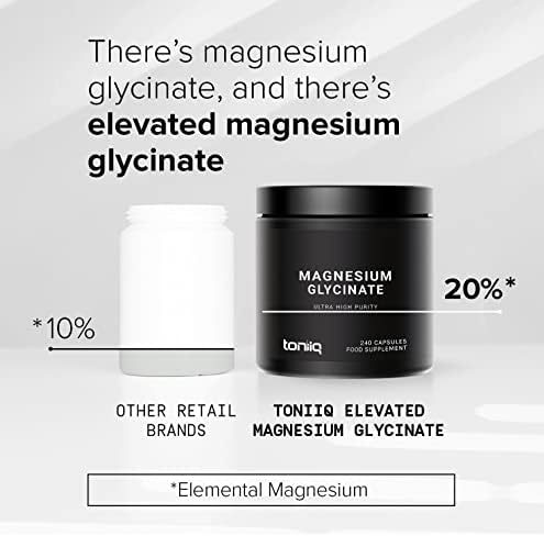 3,000mg Ultra High Strength Magnesium Glycinate - 20% Purified to Contain 600mg of Elemental Magnesium - Chelated and Highly Bioavailable - 240 Veggie Capsules