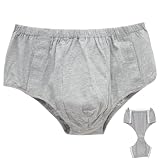 WEEOATAR Post Surgery Underwear with Snaps, Elastic Surgical Recovery Tear Away Medical Underwear for The Elderly, Disabled, Postpartum (Man, Grey, L)