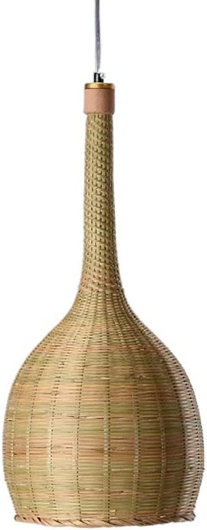Luminaires suspendus en bambou tissé 7,8'' lustre plafonnier avec cordon réglable pour salon