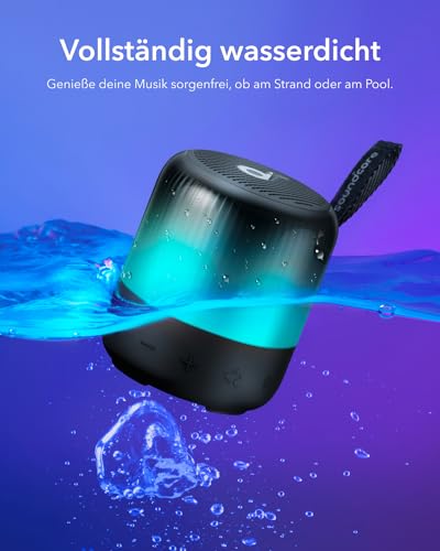 Image of soundcore Glow Mini Speaker, Portable Bluetooth Speaker, 360 Sound, Light Show, 12h Playtime, Individually Adjustable EQ & Light, IP67 Waterproof & Dustproof, for Camping, Home & Beach Parties