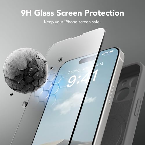 Image of Magnetic for iPhone 13 Case, Compatible with MagSafe, [Full Camera Protection][Screen Protector] Silicone Shockproof Protective Phone Case for iPhone 13 6.1 inch, Dark Gray