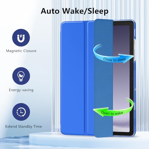 Image of MoKo Trifold Case for Galaxy Tab A9 Plus /A9+ 11 Inch 2023, Cobalt Blue | Slim Stand Hard PC Translucent Back Shell Smart Cover, Auto Sleep /Wake, Light, Anti-scratch, 2 Adjustable Angle