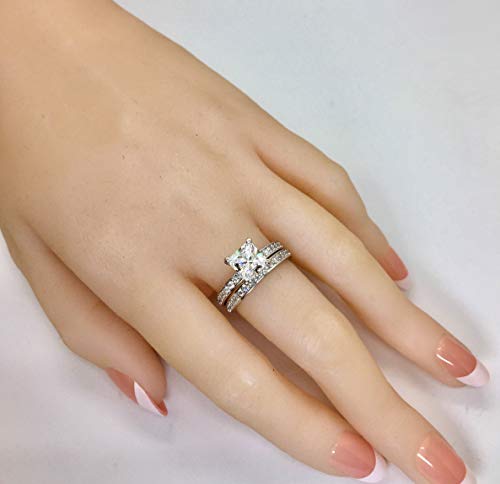 101 Facets Glamorous Princess Cut Simulated Diamond Band Set 925 Silver 1 2 Carats3