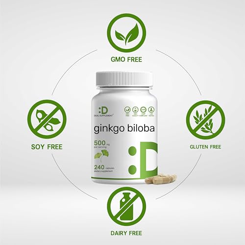 DEAL SUPPLEMENT Ginkgo Biloba 500mg Per Serving, 240 Capsules, 4 Month Supply – Grown in Northern Asia – Extra Strength, Promotes Brain Function - Image 6