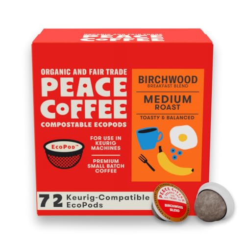 Image of Peace Coffee Birchwood Breakfast Blend Medium Roast Coffee Pods, 72 Count