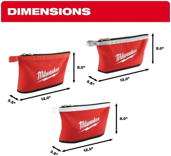 Milwaukee 48-22-8193 12 in. Zipper Tool Bag in Multi-Color - pack of 3